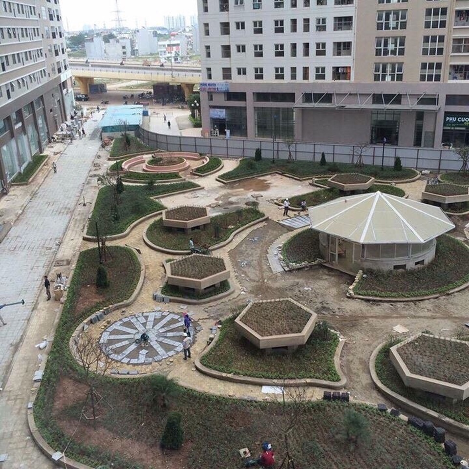 Xuân Mai Corp mừng sinh nhật lần thứ 33 bằng món quà ý nghĩa cho cư dân Sparks Tower - 2 Khu vực cảnh quan của Sparks Tower đã hoàn thiện, cây đã được trồng và phủ xanh dự án