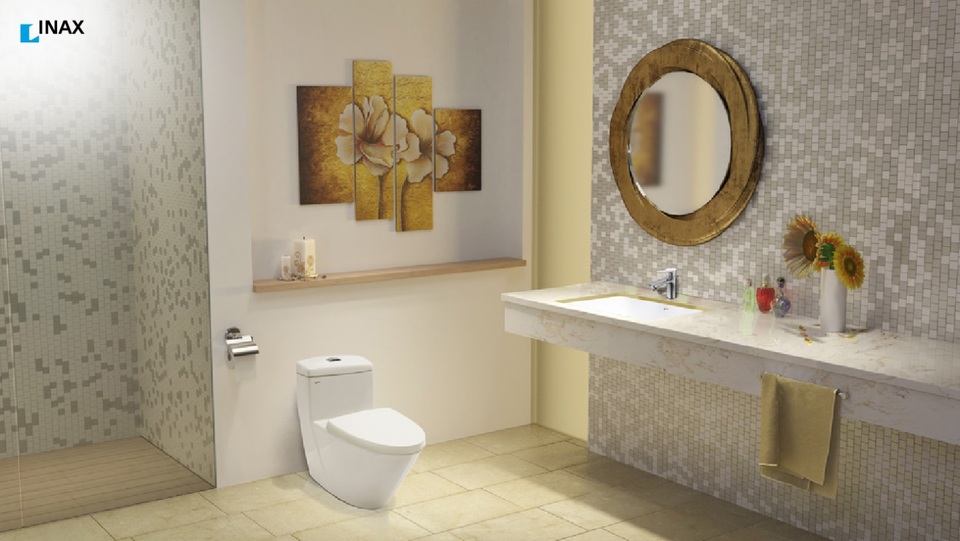 Trừ tận gốc mùi khó chịu trong không gian vệ sinh - 2 Phòng tắm áp dụng các công nghệ mới giúp việc lau chùi trở nên dễ dàng( Ảnh INAX cung cấp)
