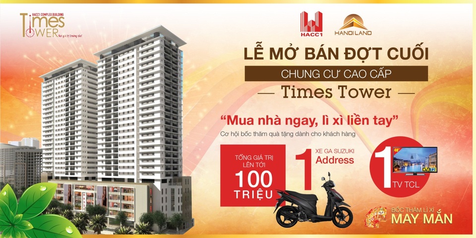 Mở bán đợt cuối chung cư Times Tower: Mua nhà ngay - Lì xì liền tay - 2 Mở bán đợt cuối chung cư Times Tower: Mua nhà ngay - Lì xì liền tay - 2