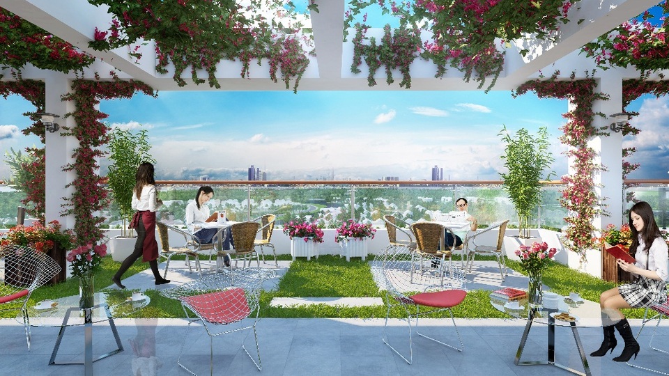 Valencia Garden – Cơ hội vàng sở hữu căn hộ cho các gia đình trẻ - 3 Vườn treo và Café Rooftop là một trong những điểm nhấn của Valencia Garden. Hotline dự án: 0961 266 811, Website: Valenciagarden.vn
