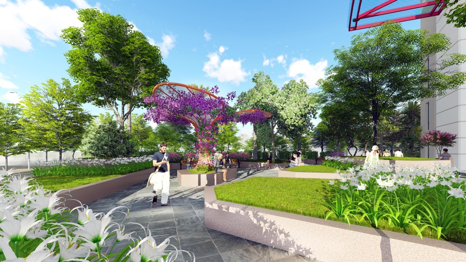 Phối cảnh góc sân vườn dự án 360 Giải Phóng, Đất Xanh Miền Bắc phân phối chính thức.