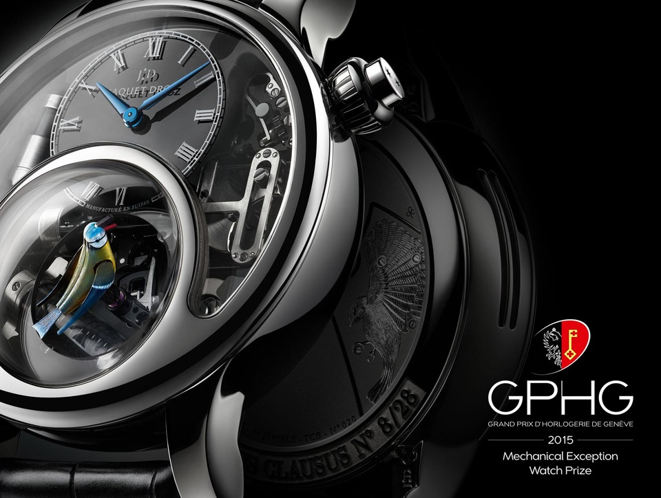 Chuyến dừng chân của Jaquet Droz Charming Bird và Bird Repeater tại Việt Nam - 5 Đồng hồ Chim hót Jaquet Droz Charming Bird đã giành giải thưởng Mechanical Exception trong hạng mục dành cho những đồng hồ siêu phức tạp của giải Oscar ngành đồng hồ, Grand Prix d’Horlogerie de Geneve năm 2015. Charming Bird có phần vỏ từ các chất liệu vàng đỏ 18k và vàng trắng 18k, với số lượng giới hạn 28 chiếc trên toàn thế giới trị giá 11 tỉ đồng.