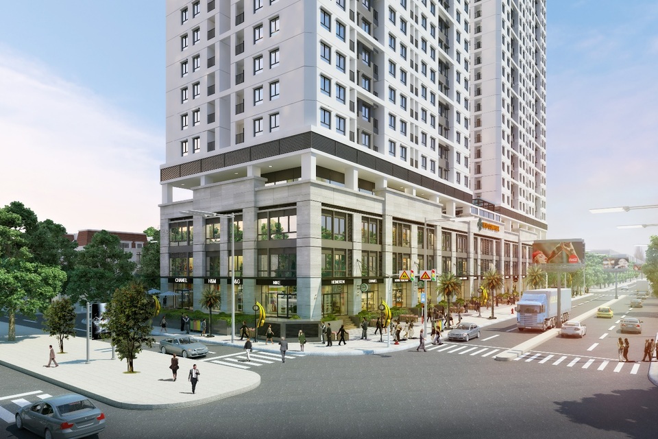 Shophouse thông tầng nằm tại khối đế tòa nhà, nơi phát triển giao thương và nhiều tiện ích khép kín cho cư dân