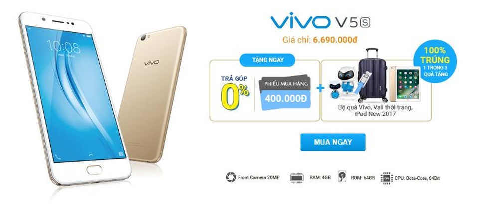 Khám phá “cơn lốc” quà tặng hấp dẫn khi mua Vivo tại FPT shop - 1 Nhận ngay ưu đãi hấp dẫn khi mua Vivo V5s “sành điệu” tại FPT shop