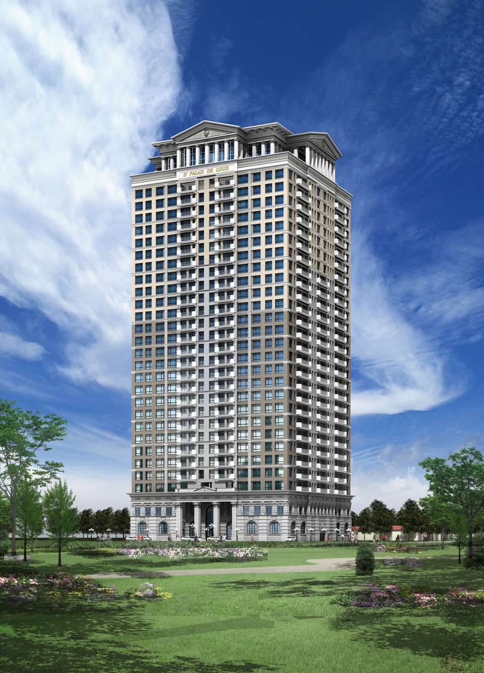 Dự án Vinhomes D’. Palais Louis là công trình mang đậm kiến trúc nghệ thuật phong cách Pháp được lấy cảm hứng từ cung điện Versailles.