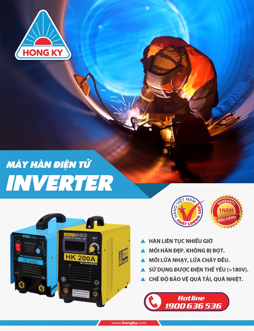 Máy hàn điện tử Hồng Ký bền bỉ, tiết kiệm điện năng - 2 Dòng máy hàn que ứng dụng công nghệ Inverter bền bỉ, tiết kiệm điện năng
