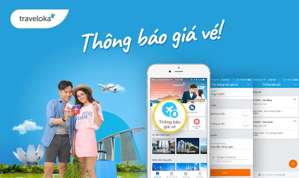 Có ứng dụng này săn vé giá rẻ không hề tốn công! - 1 Tính năng thông báo giá vé nằm ngay trên giao diện chính của ứng dụng Traveloka.