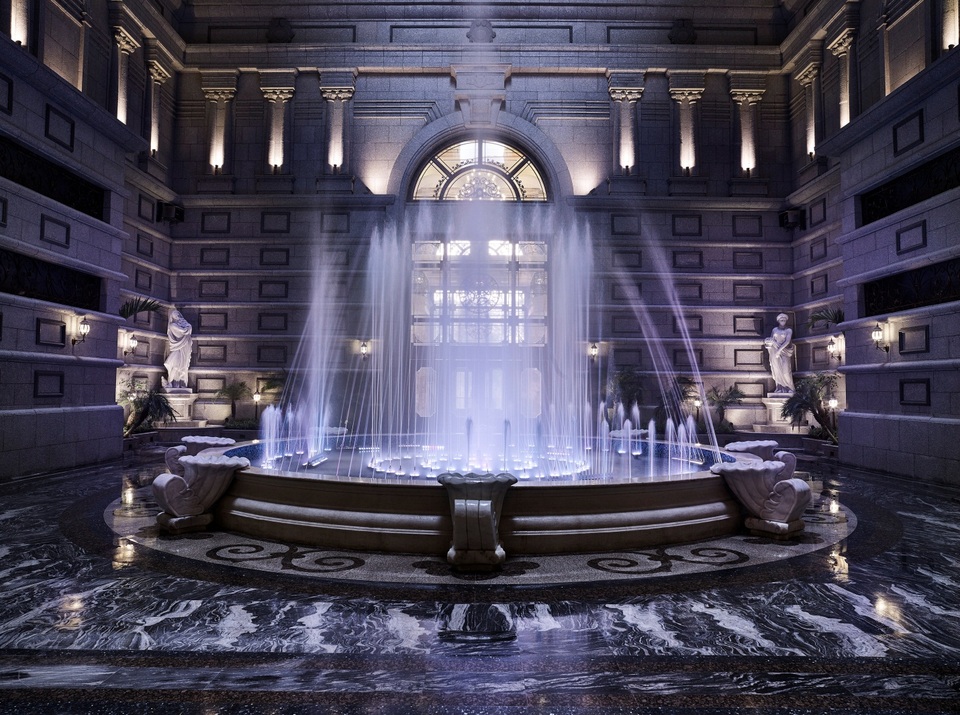 Khi "đại gia" chọn làm bất động sản "siêu sang" - 3 Giếng trời khổng lồ rộng 400 xuyên suốt tòa nhà với đài nhạc nước luôn cất những bản nhạc du dương chào đón chủ nhân D’. Palais Louis.