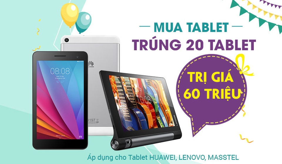 Viễn thông A khuyến mãi bất tận khi mua Tablet - 1 Mua máy tính bảng tặng ngay 1 máy tính bảng cùng loại chỉ có tại Viễn Thông A