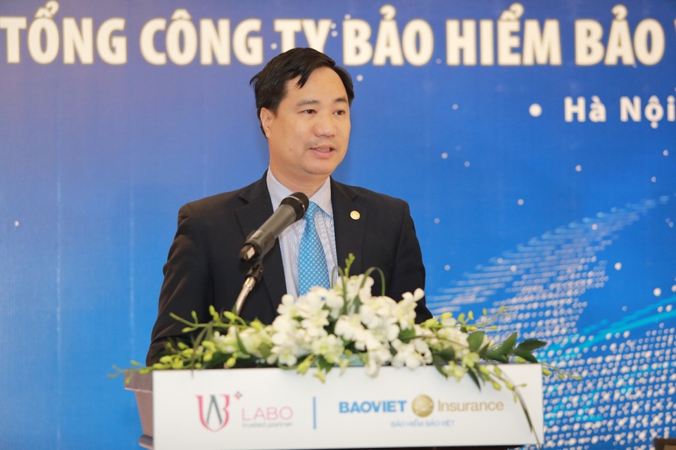 Lễ ký kết hợp tác giữa Bảo hiểm Bảo Việt và Labo - 1 Ông Nguyễn Xuân Việt - Phó TGĐ TCT Bảo hiểm Bảo Việt phát biểu