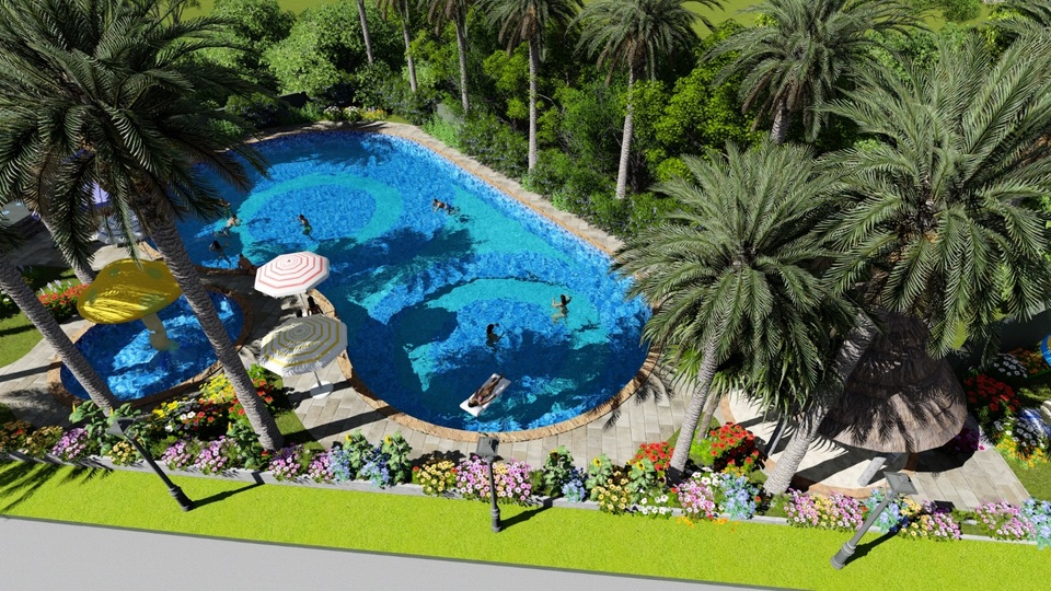 Bể bơi 400m2 của dự án