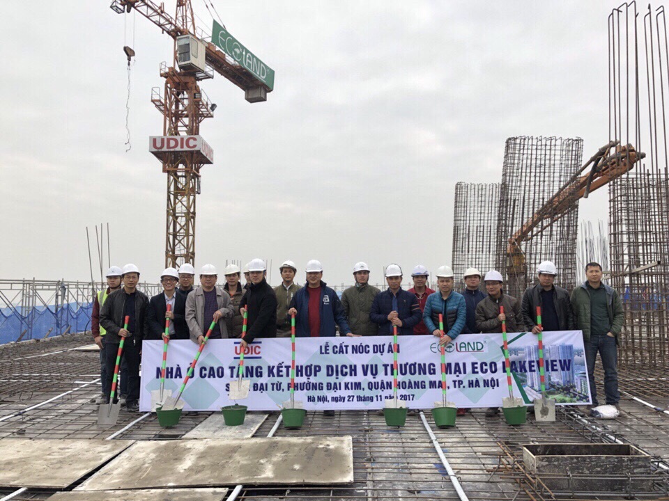 Eco-Lake View cất nóc tòa HH2, vượt tiến độ 6 tháng - 1 Lễ cất nóc tòa HH2 dự án Eco-Lake View, vượt tiến độ 2 quý