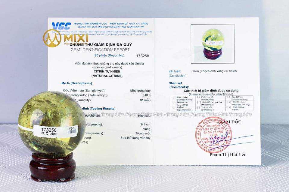 Nguy cơ “tiền mất tật mang” khi mua nhầm đá phong thủy giả - 3 100% sản phẩm đá tại Mixi đều có giấy Kiểm định tại Trung tâm nghiên cứu – kiểm định đá quý và vàng VGC