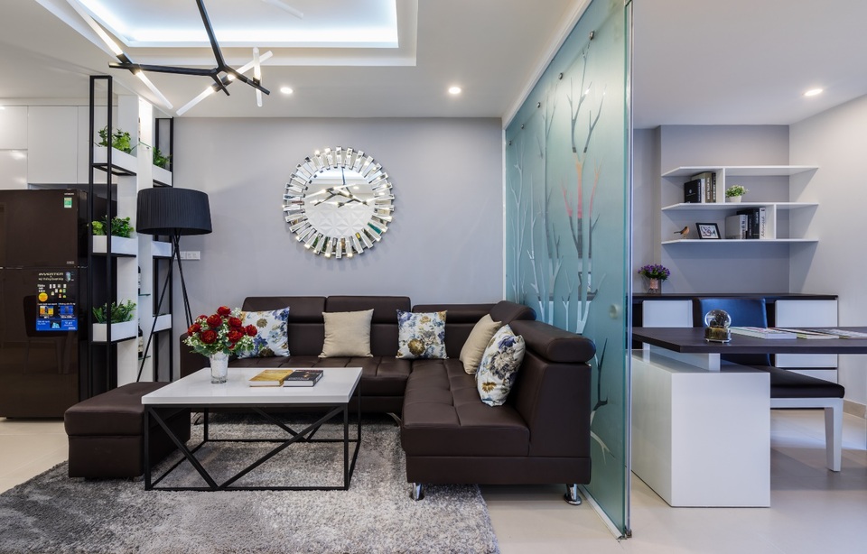 Mãn nhãn trước căn hộ mẫu độc đáo tại T&T Riverview - 1 Hình ảnh thực tế: Không gian sinh hoạt chung của cả gia đình tại phòng khách ấm cúng