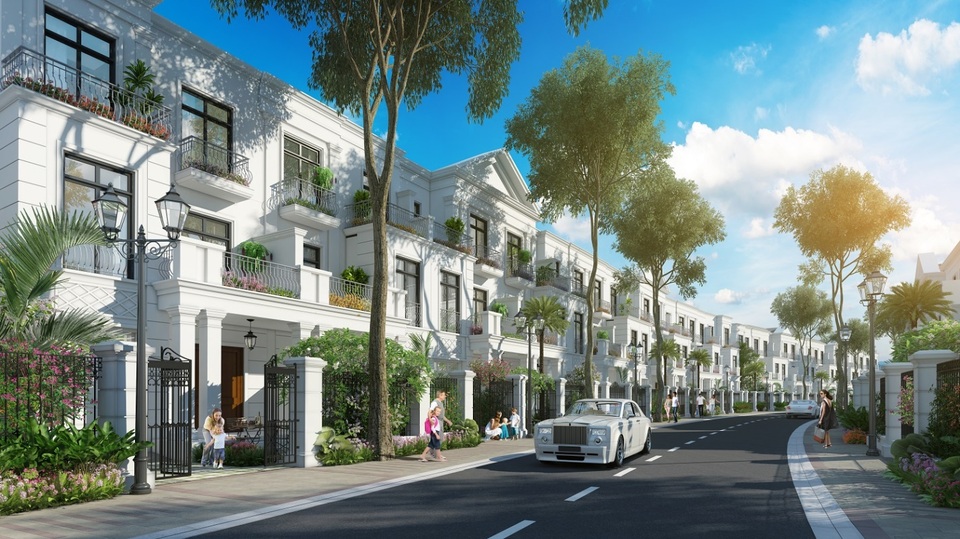 Nhà vườn nội đô – Giấc mơ có thật với những người yêu phố - 1 Nhà vườn phong cách Hy Lạp tại Vinhomes Riverside – The Harmony. Hình ảnh minh họa