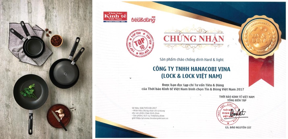 Lock&Lock tiếp tục được vinh danh Top 10 sản phẩm, dịch vụ tin và dùng năm 2017 - 2 Chảo chống dính HARD&LIGHT là một trong Top 10 Sản phẩm, Dịch vụ Tin & Dùng 2017
