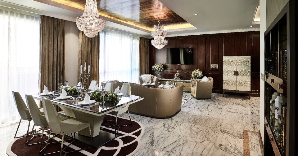 Vẻ đẹp đương đại tại căn hộ Longhi – D’. Palais Louis - 1 Nội thất Longhi – đỉnh cao của sự xa hoa với những bộ sofa bằng da bò, tủ rượu bằng da cá sấu bạch tạng…