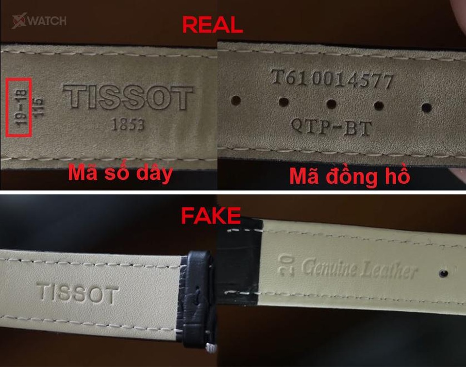 4 mẹo phân biệt đồng hồ thật - giả được chuyên gia mách nước - 4 Phân biệt dây da đồng hồ nam qua dấu hiệu khắc dập và mã đồng hồ