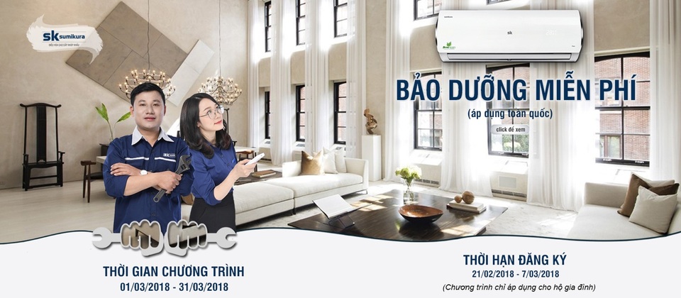 Sumikura bảo trì miễn phí, tung sản phẩm mới ngày đầu năm - 1 Chương trình bảo hành miễn phí tri ân khách hàng của Sumikura kéo dài từ ngày 01/03 đến hết 31/03/2018
