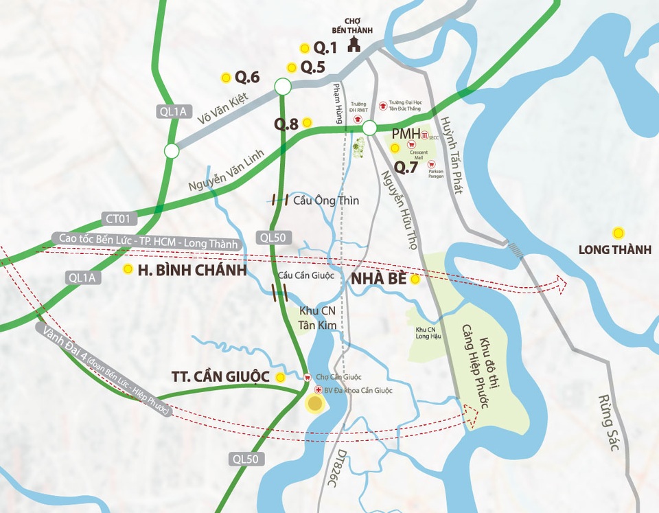 TP.HCM: Những dự án hạ tầng giao thông nghìn tỷ đang được mong chờ tại Khu Nam - 2 Toàn cảnh mạch giao thông khu Nam TP.HCM
