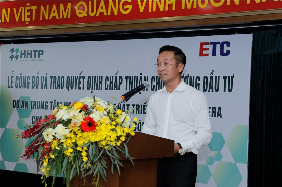 Khu Công nghệ cao Hòa Lạc tiếp tục trao Quyết định chủ trương đầu tư cho một tổ hợp công nghệ cao - 1 Đại diện Công ty ETC phát biểu tại buổi lễ