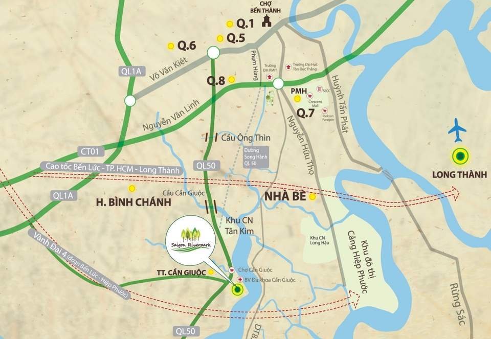 DKRA Việt Nam ra mắt khu đô thị ven sông tại thị trấn Cần Giuộc - 2 Dự án Saigon Riverpark sở hữu mạng lưới liên kết vùng hoàn hảo