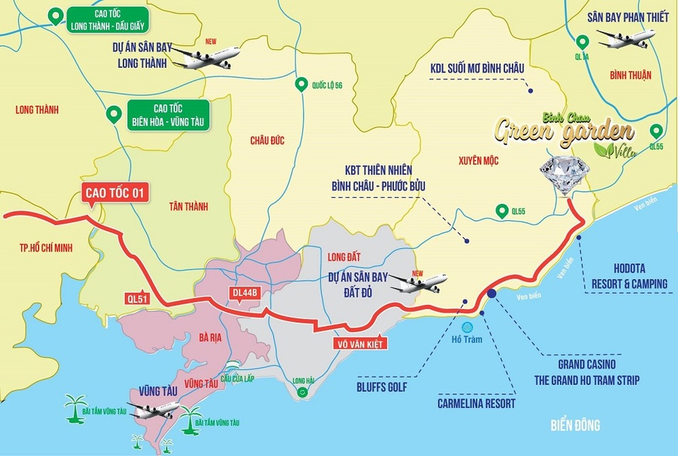 Sơ đồ vị trí dự án Bình Châu Green Garden Villa