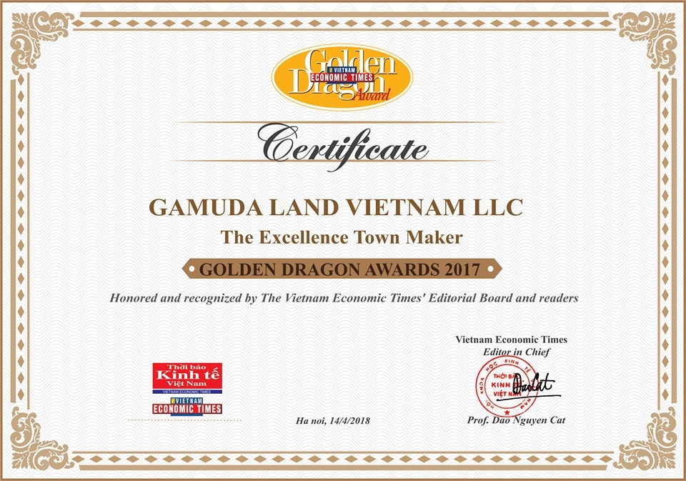 Gamuda Land Việt Nam vinh dự nhận Giải thưởng Rồng Vàng 2017-2018 - 3 Gamuda Land Việt Nam vinh dự nhận Giải thưởng Rồng Vàng 2017-2018 - 3