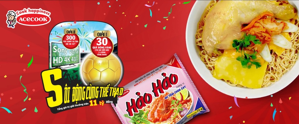Hơn 1300 thẻ cào đang chờ bạn trong những gói mì Hảo Hảo có logo chương trình “Sôi Động Cùng Thể Thao”