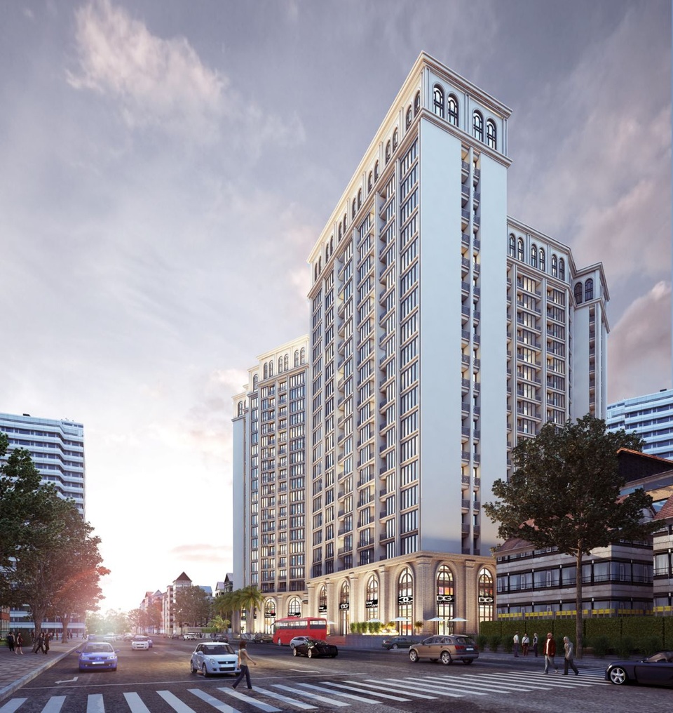 Hanoi Aqua Central – Dự án chung cư cao cấp trong lòng Phố Cổ - 1 Phối cảnh tòa tháp Hanoi Aqua Central giữa lòng phố cổ
