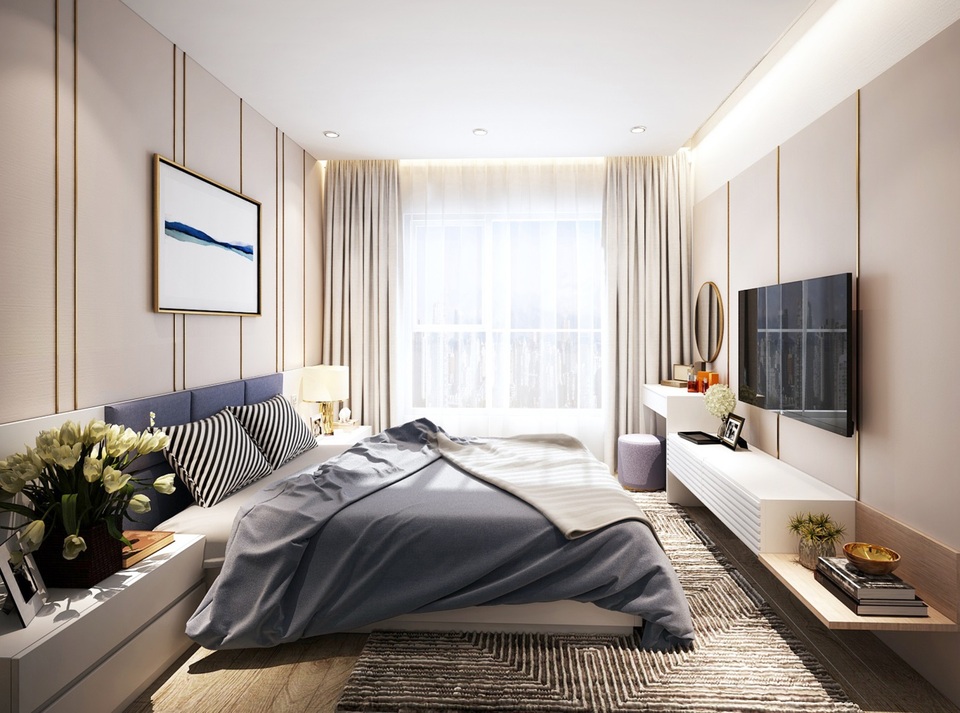 Ra mắt căn hộ mẫu The Sapphire Residence Hạ Long - 2 Căn hộ 2+1 được bố trí hai phòng ngủ kết hợp một phòng đa năng có thể thay đổi tùy nhu cầu của gia chủ.