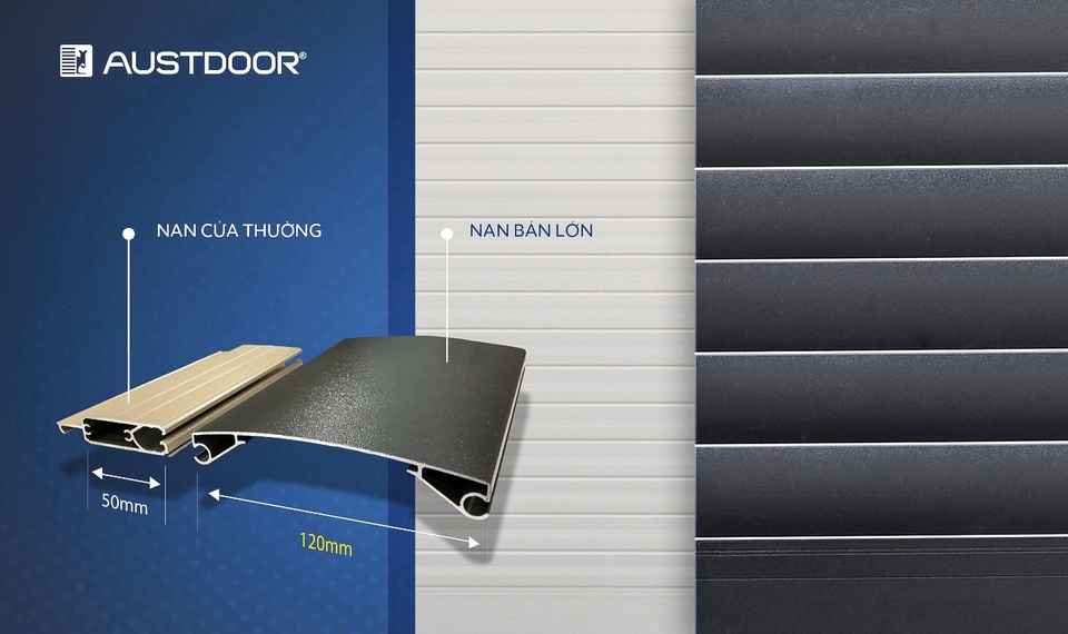 Cửa cuốn nan lớn Austdoor đột phá độ lớn gấp 2,4 lần kích thước nan cửa thông thường