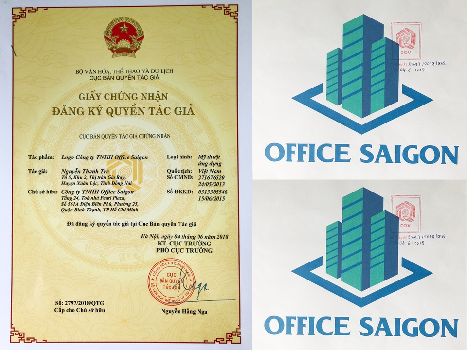 Office SaiGon tự hào Top 30 Thương hiệu Bất động sản xuất sắc Việt Nam 2018 - 4 Office SaiGon đã đăng ký quyền tác giả 2018 nhằm khẳng định lòng tin với khách hàng một lần nữa