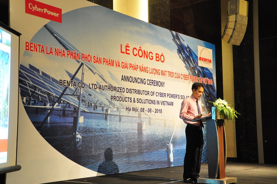 Benta – Doanh nghiệp tiên phong cho giải pháp năng lượng mặt trời tại Việt nam - 1 Ông Trần Hải Nam – Phó tổng giám đốc công ty TNHH Benta trong lễ bổ nhiệm Benta là nhà phân phối giải pháp năng lượng mặt trời của Cyber Power tại Việt Nam