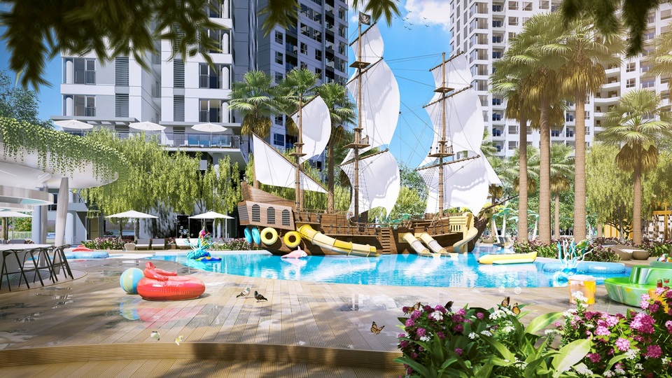 42 tiện ích đẳng cấp tại dự án Diamond Island giai đoạn 2 - 3 Công viên nước độc đáo với con tàu Cướp Biển dài 28m chỉ có tại Diamond Island