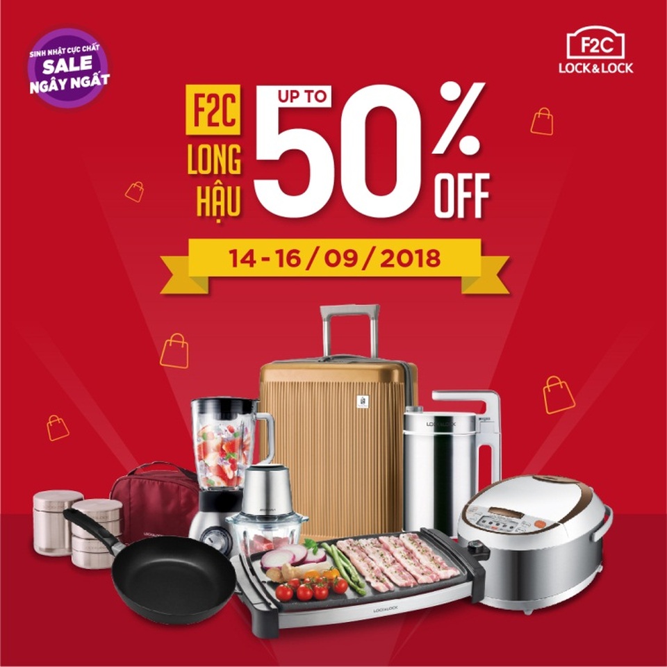 LOCK&LOCK giảm giá đến 50% từ 14 –16/9/2018 tại F2C Long Hậu mừng 10 tuổi - 1 LOCK&LOCK giảm giá đến 50% từ 14 –16/9/2018 tại F2C Long Hậu mừng 10 tuổi - 1