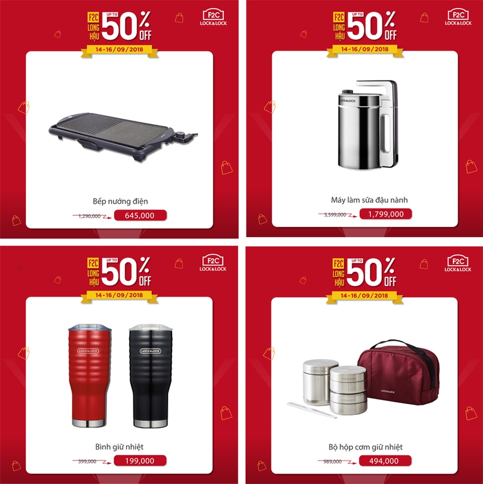 LOCK&LOCK giảm giá đến 50% từ 14 –16/9/2018 tại F2C Long Hậu mừng 10 tuổi - 2 LOCK&LOCK giảm giá đến 50% từ 14 –16/9/2018 tại F2C Long Hậu mừng 10 tuổi - 2