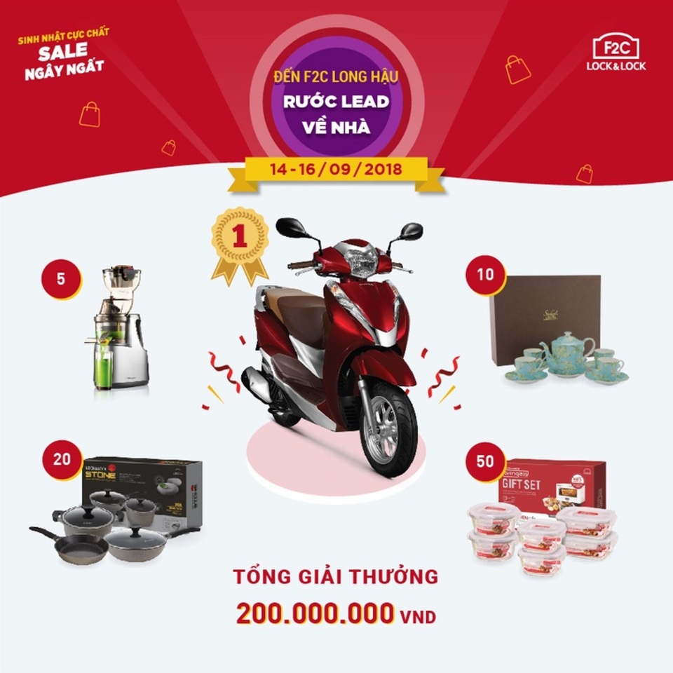 LOCK&LOCK giảm giá đến 50% từ 14 –16/9/2018 tại F2C Long Hậu mừng 10 tuổi - 3 LOCK&LOCK giảm giá đến 50% từ 14 –16/9/2018 tại F2C Long Hậu mừng 10 tuổi - 3