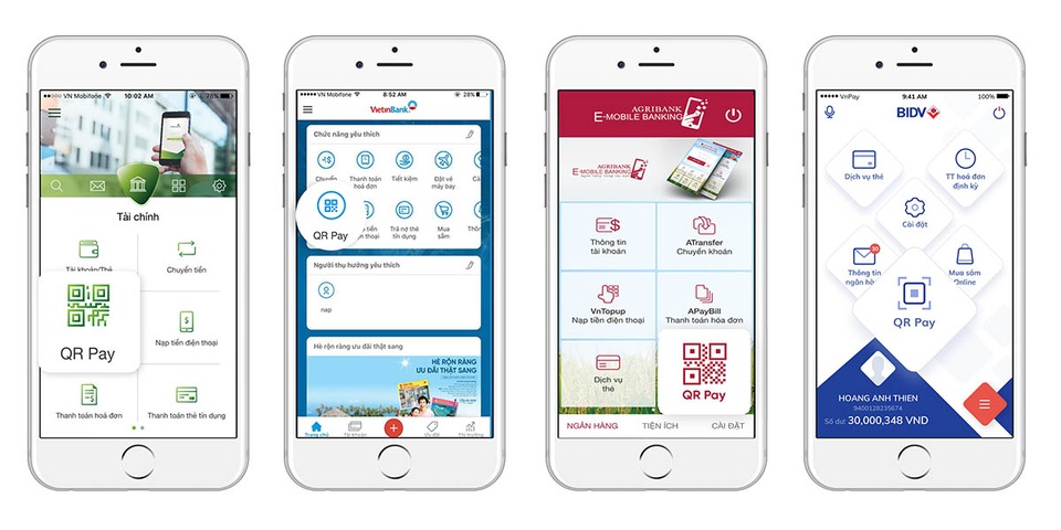 Tính năng QR Pay được tích hợp sẵn trên ứng dụng của các Ngân hàng lớn