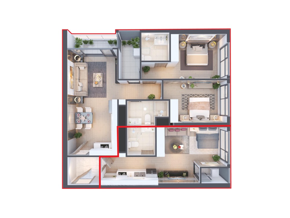 Vinhomes West Point trong mắt cư dân tương lai - 3 Căn hộ Hai chìa khóa với 2 phòng ngủ (Hình ảnh mang tính minh họa)