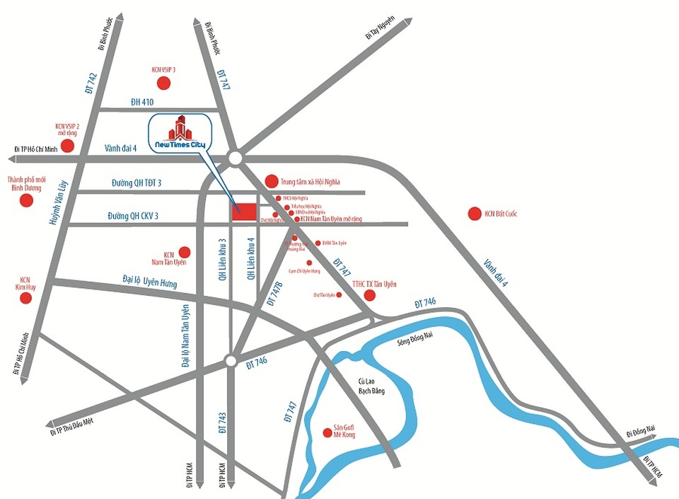 New Times City “khuấy động” thị trường Bình Dương - 2 Sơ đồ các tuyến đường huyết mạch bao quanh dự án New Times City