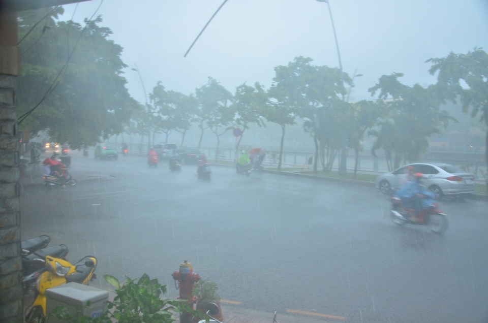 Mưa như trút nước kèm gió giật mạnh ở khu vực quận Phú Nhuận