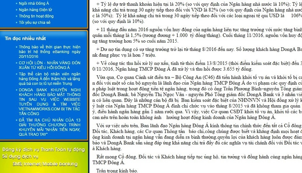 Bắt cựu Tổng Giám đốc và cựu Phó Tổng Giám đốc Ngân hàng Đông Á - 2 Ngân hàng Đông Á thông tin việc Cơ quan Cảnh sát điều tra Bộ Công an bắt giữ các cựu lãnh đạo của ngân hàng này