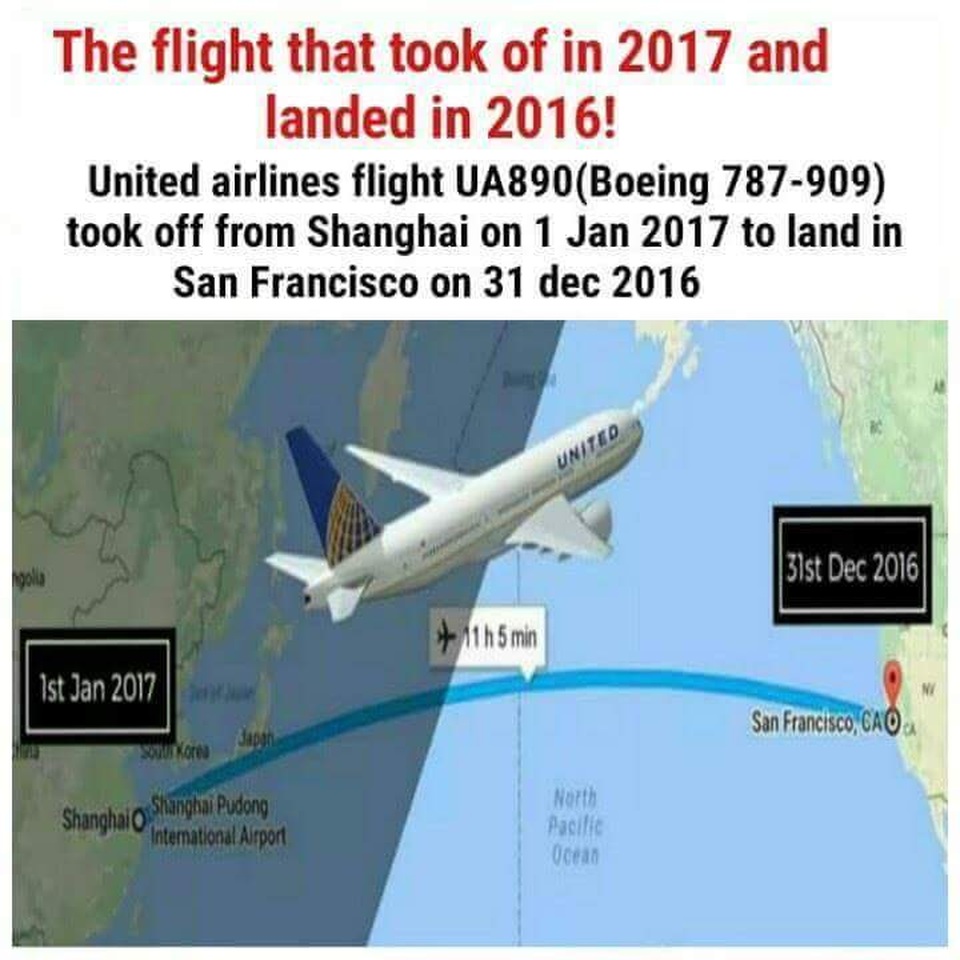 Thú vị chuyến bay cất cánh năm 2017, hạ cánh... năm 2016 - 1