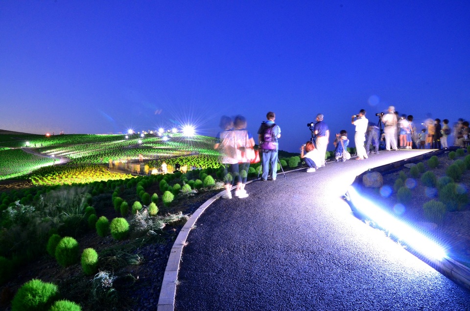 
Thắp đèn nhiều màu vào ban đêm mùa hè
