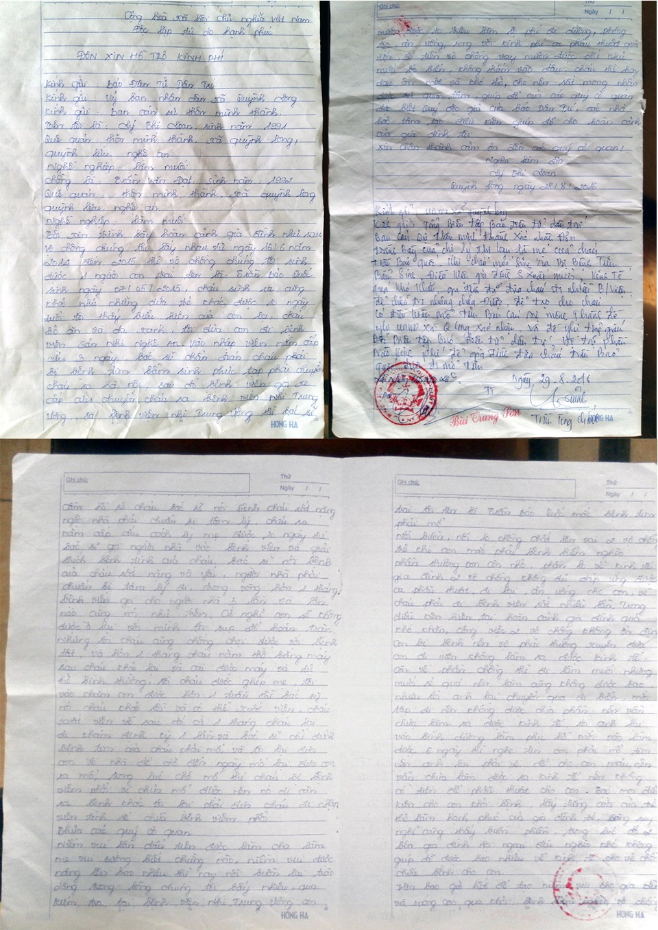 Đơn xác nhận hoàn cảnh.