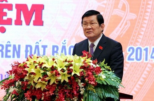 Long trọng lễ kỷ niệm 60 năm trường học sinh miền Nam trên đất Bắc - 1 Chủ tịch nước Trương Tấn Sang phát biểu tại buổi lễ