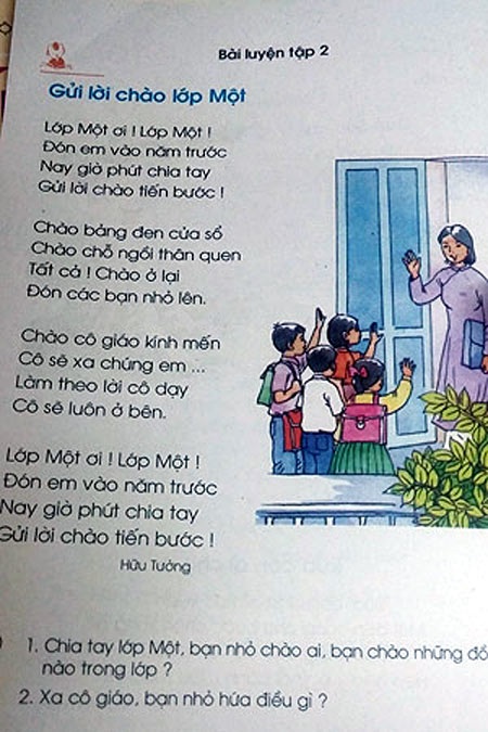 Tranh luận bài thơ "Gửi lời chào lớp Một" là của ai - 5 Bài thơ trong Sách
giáo khoa Tiếng Việt lớp 1, tập 2 hiện hành