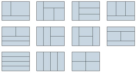  Chia hình chữ nhật thành 4 hình chữ nhật có diện tích bằng nhau