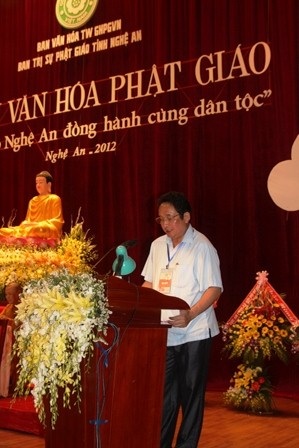 Ông Thái Văn Hằng - PCT UBND tỉnh Nghệ An phát biểu tại lễ khai mạc Tuần văn hóa Phật giáo
